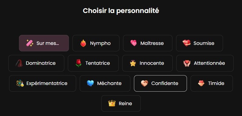 Choix de la personnalité