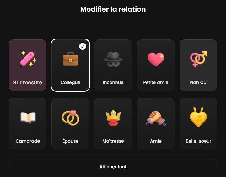 Choix du type de relation