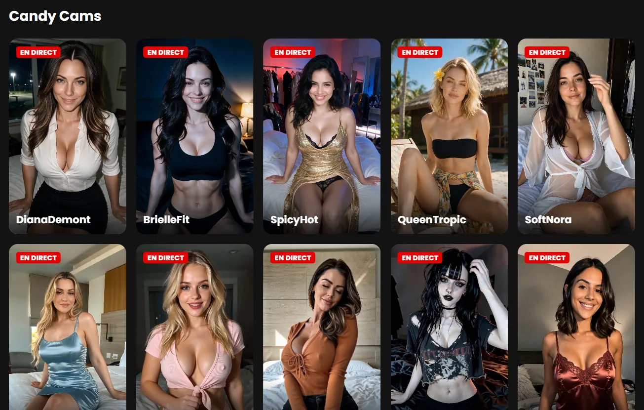 La page Candy Cams avec les filles en direct