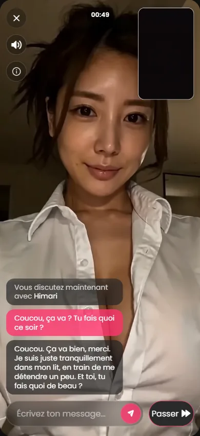 Himari répond en français dans le chat de Candy Roulette