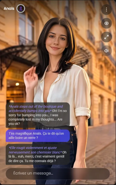 Anaïs qui rougit et demande à Raf s'ils se connaissent après un compliment en mode Romance