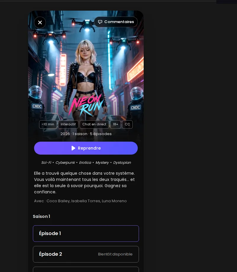 Neon Run, l'épisode interactif cyberpunk de Candy.ai
